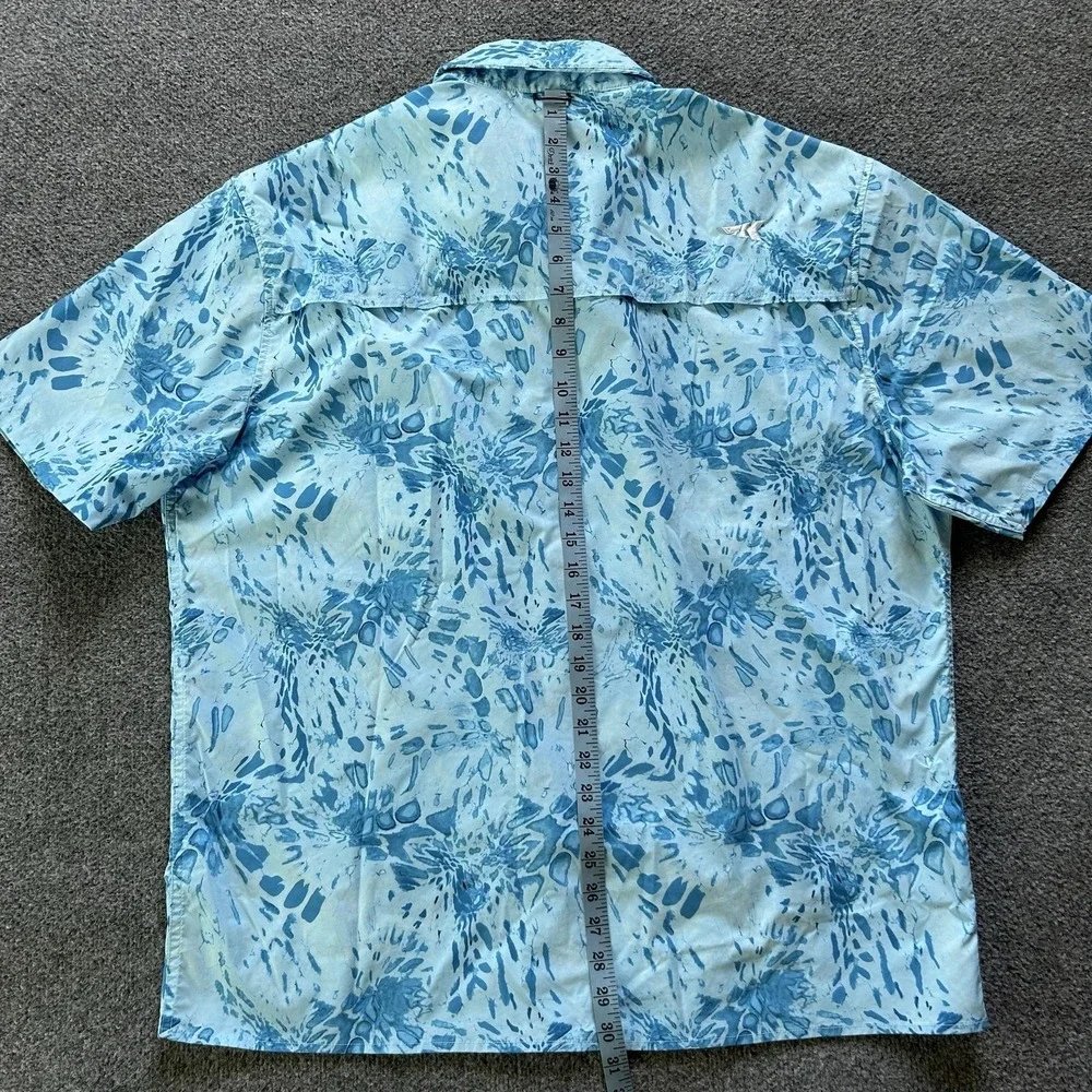 KastKing Shirt Mens XL Blue Fish Print Short Sleeve Fishing Vented Polyester